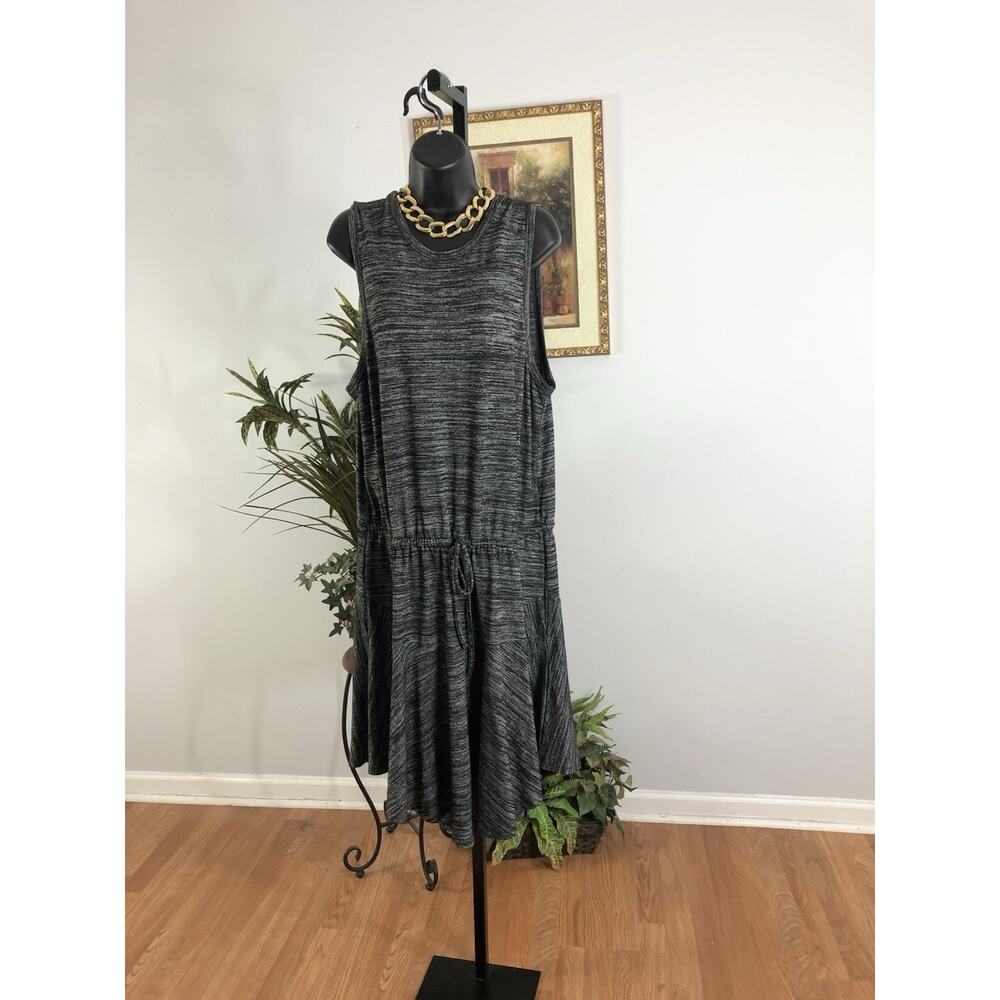 Mossimo Gray Stretch Fabric Drawstring Waist Midi Dress Sleeveless Size XL/TG‎
